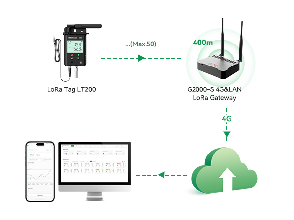 GAEA Series G2000 4G/WiFi/LAN LoRa Gateway Real-Time Data Monitoring for Large-Area Storage